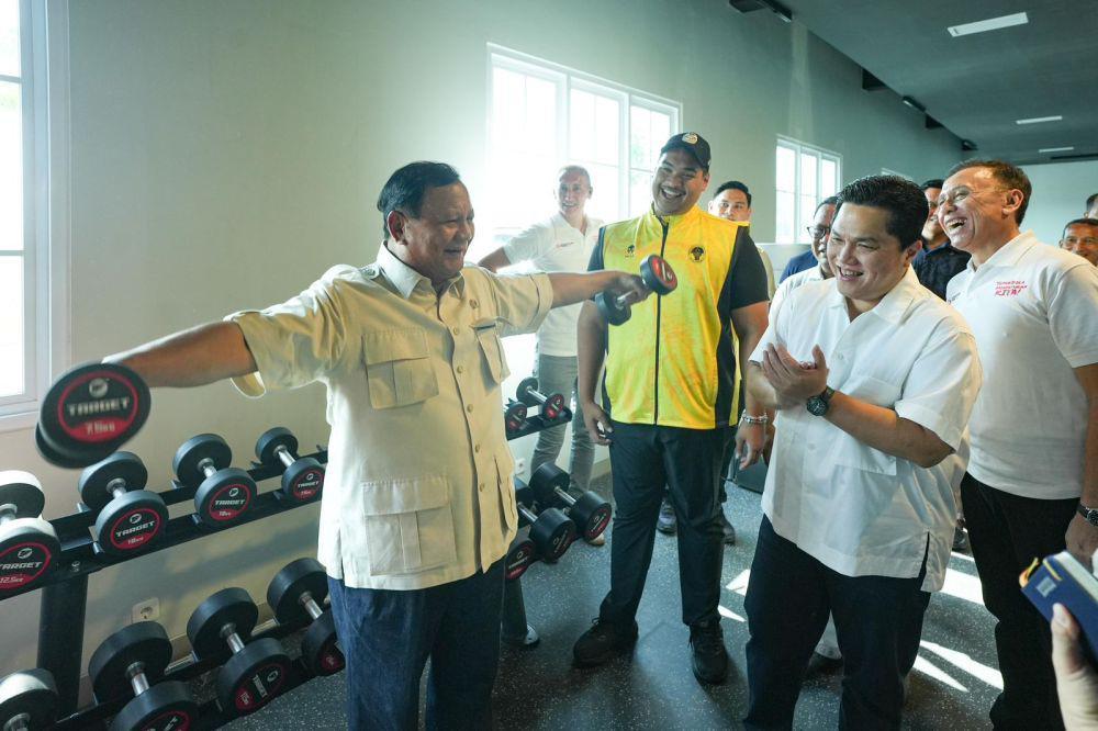 Capres Prabowo Subianto bersama Ketua Umum PSSI, Erick Thohir dan Menpora, Dito Ariotedjo (dok.istimewa)
