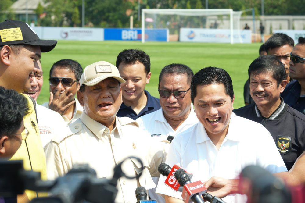 Capres Prabowo Subianto bersama Ketua Umum PSSI, Erick Thohir dan Menpora, Dito Ariotedjo (dok.istimewa)