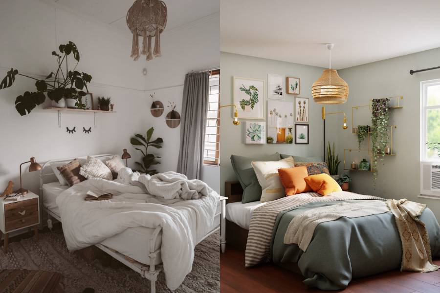 ide desain kamar estetik minimalis (pexels.com/Taryn Elliott | unsplash.com/Spacejoy)