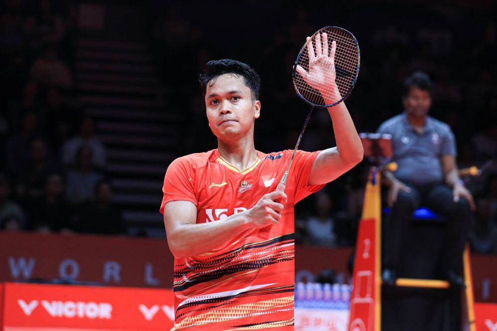 Anthony Sinisuka Ginting di pertandingan kedua fase grup BWF World Tour Finals 2023 (dok. PP PBSI)