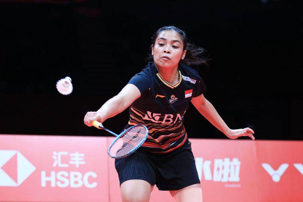 Gregoria Mariska Tunjung di pertandingan terakhir dalam BWF World Tour Finals 2023 (dok. PP PBSI)