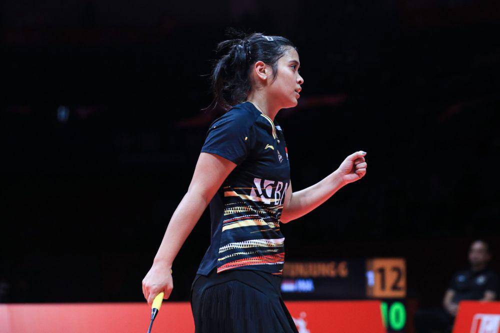 Gregoria Mariska Tunjung di pertandingan terakhir dalam BWF World Tour Finals 2023 (dok. PP PBSI)