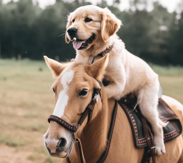 potret lucu anjing dan kuda main bersama (reddit.com/entrendre_entendre)