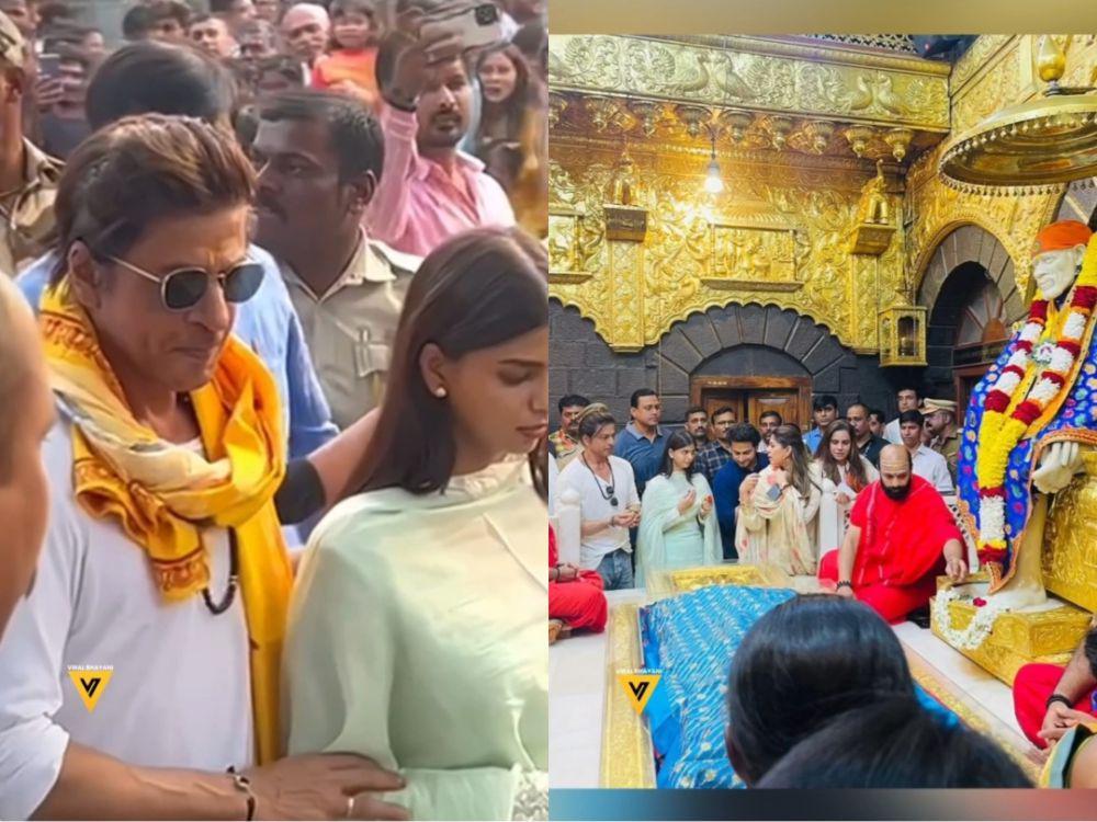 8 Momen Sharukh Khan dan Suhana Khan Berdoa di Kuil