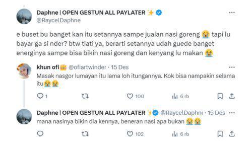 tweet kocak respon ketemu hantu nasgor (twitter.com/RaycelDaphne)