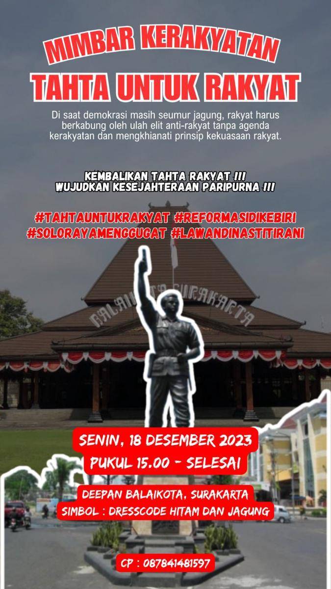 Pengumuman bagi publik untuk menyaksikan tantangan debat Wali Kota Solo, Gibran Rakabuming Raka pada 18 Desember 2023. (Dokumentasi Istimewa)