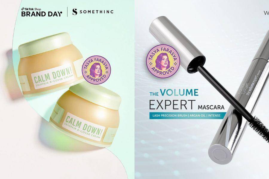 Rekomendasi skincare dan makeup yang Tasya Farasya Approved. (instagram.com/wardahbeauty |instagram.com/somethincofficial)