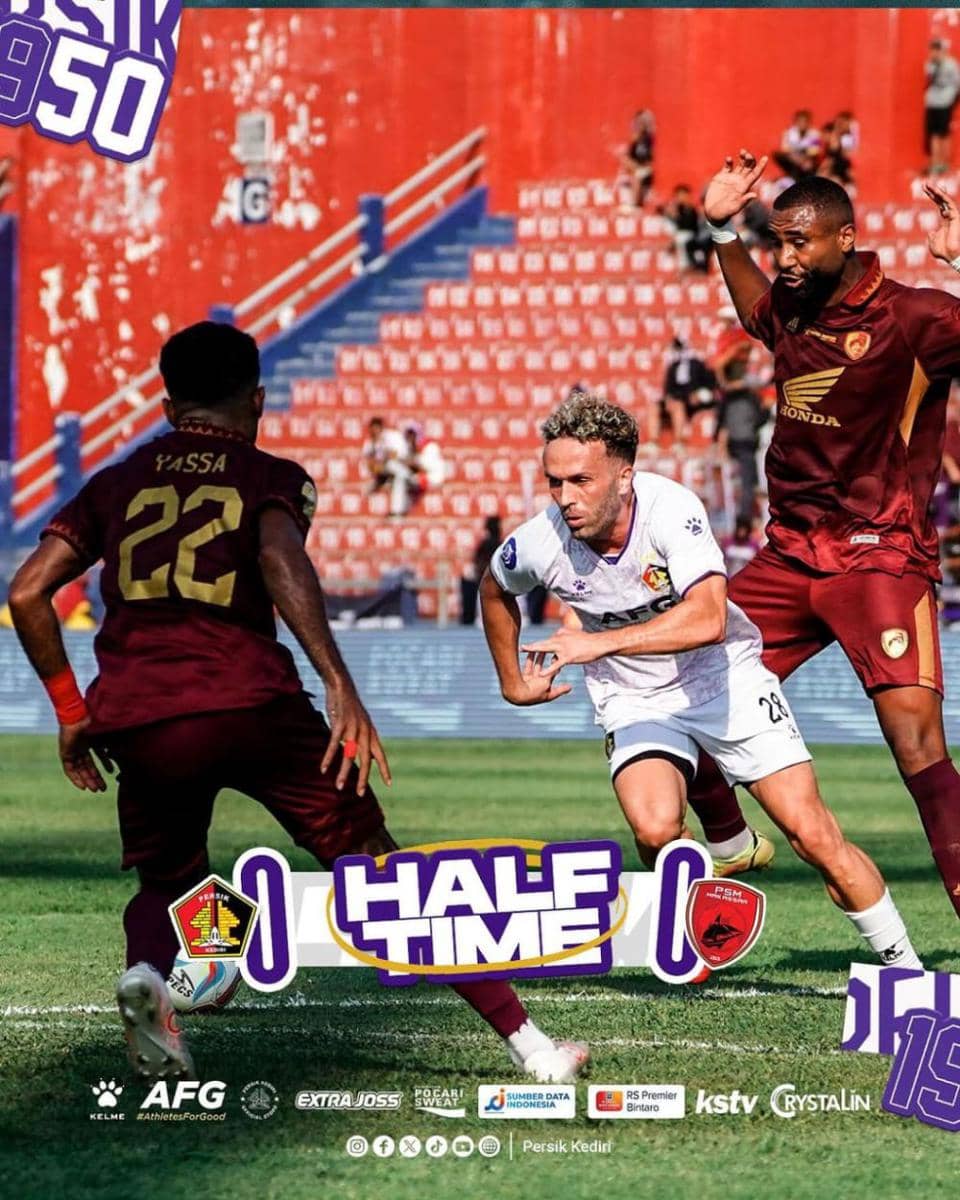 Hasil pertandingan Persik Kediri di babak pertama. instagram.com/persikfcofficial