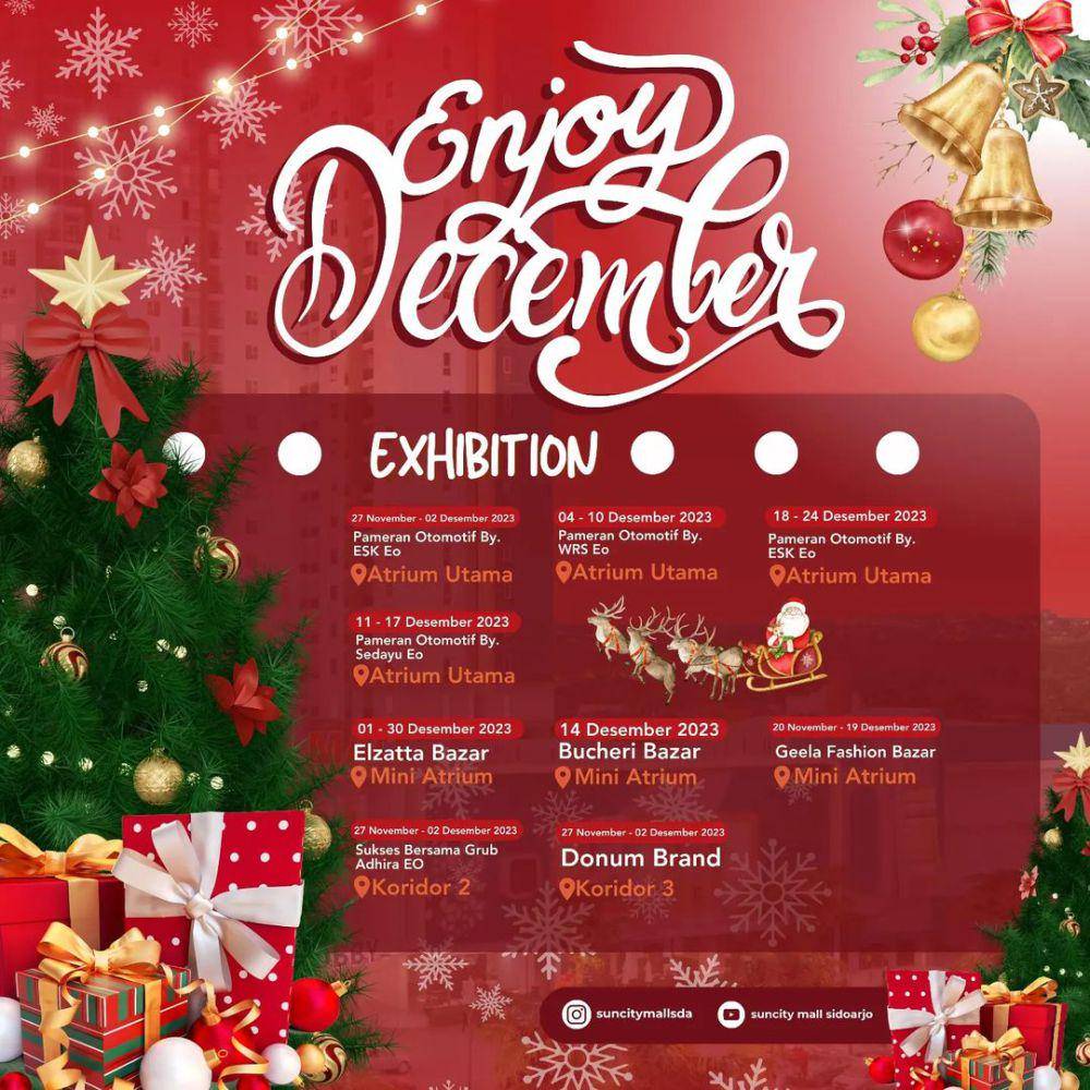 Kalender event bulan Desember 2023 di Suncity Mal Sidoarjo. Instagram/suncitymallsda
