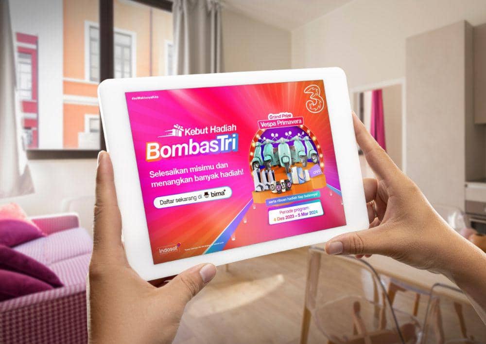 Indosat Ooredoo Hutchison melalui brand Tri menghadirkan program Kebut Hadiah BombasTri. (Dok. Indosat).