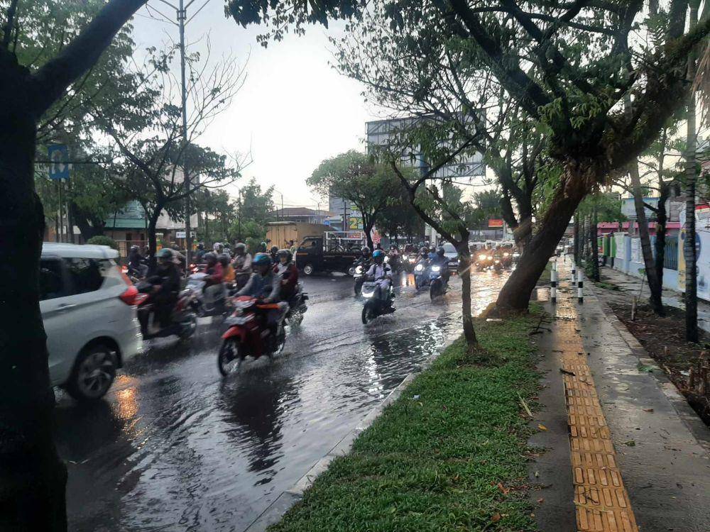 Genangan pascaturun hujan deras di Banjarmasin.