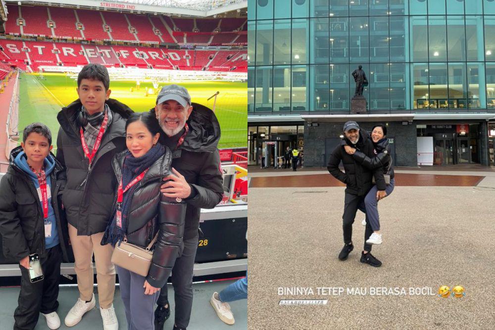 7 Potret Keluarga Bunga Zainal di Old Trafford, Jelajahi Markas MU!