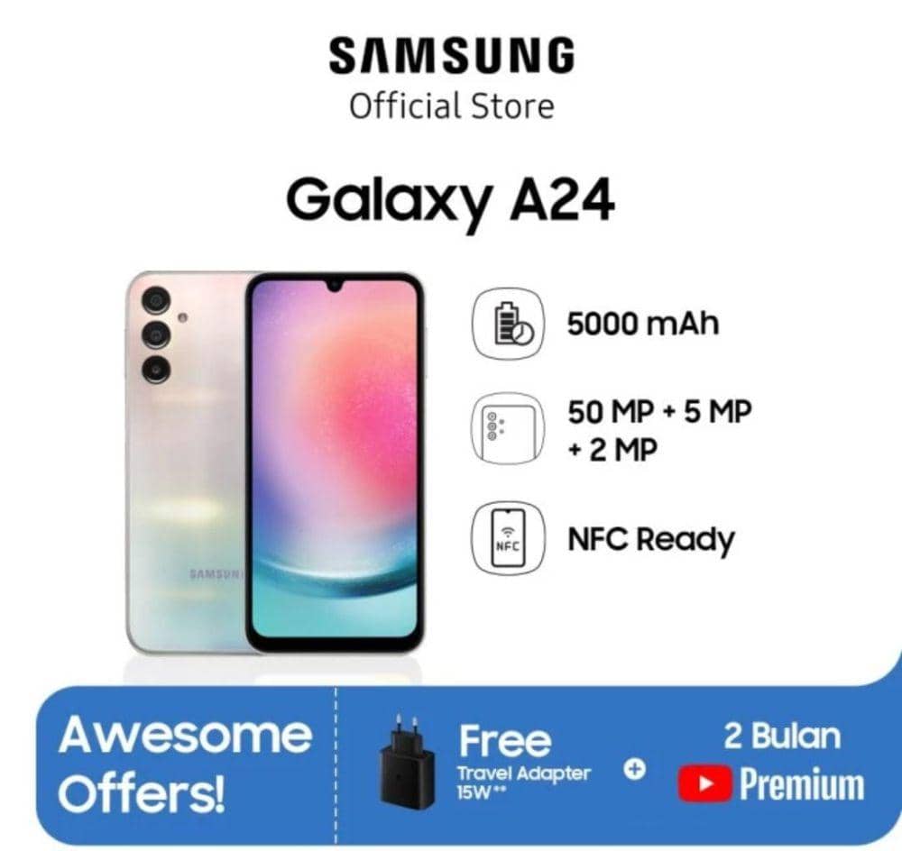 Samsung Galaxy A24 (tokopedia.com/Samsung Official Store)