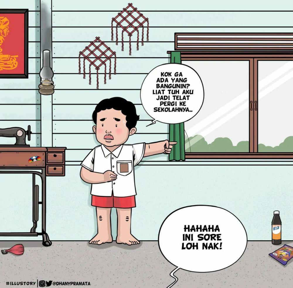 ilustrasi momen masa kecil (instagram.com/dhanypramata)