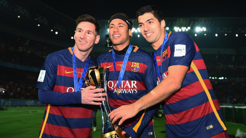 Lionel Messi (kiri), Neymar (tengah), dan Luis Suarez (kanan) (fifa.com)