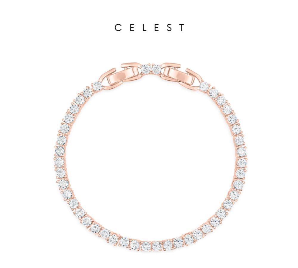 Celest Two Prong Rose Gold Tennis Bracelet Jewelry (tokopedia.com/Celest Official)