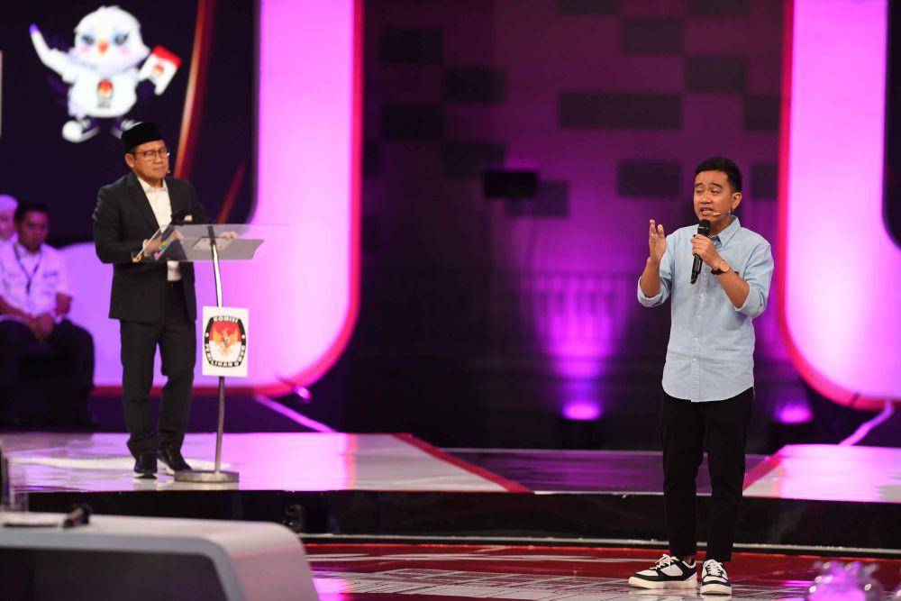 Debat Cawapres perdana pada Jumat (22/12/2023). (ANTARA FOTO/Akbar Nugroho Gumay)