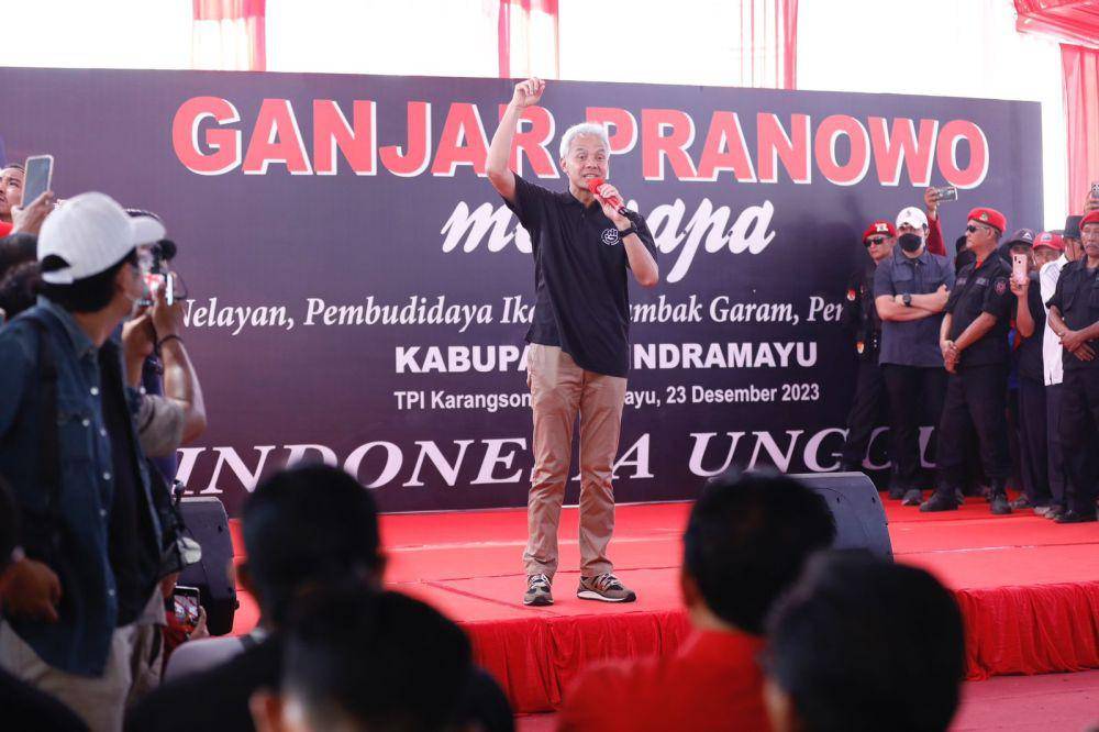 Ganjar Pranowo kampanye di tempat pelelanan ikan (TPI) Karangsong, Indramayu, Jawa Barat, pada Sabtu (23/12/2023) (IDN Times/Istimewa)
