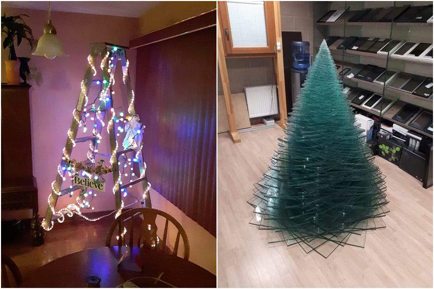 10 Bentuk Pohon Natal Paling Nyentrik, Dibuat dari Tumpukan Kaca?