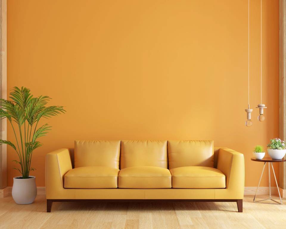 ilustrasi dinding interior berwarna kuning mustard (freepik.com/wuttichai1983)