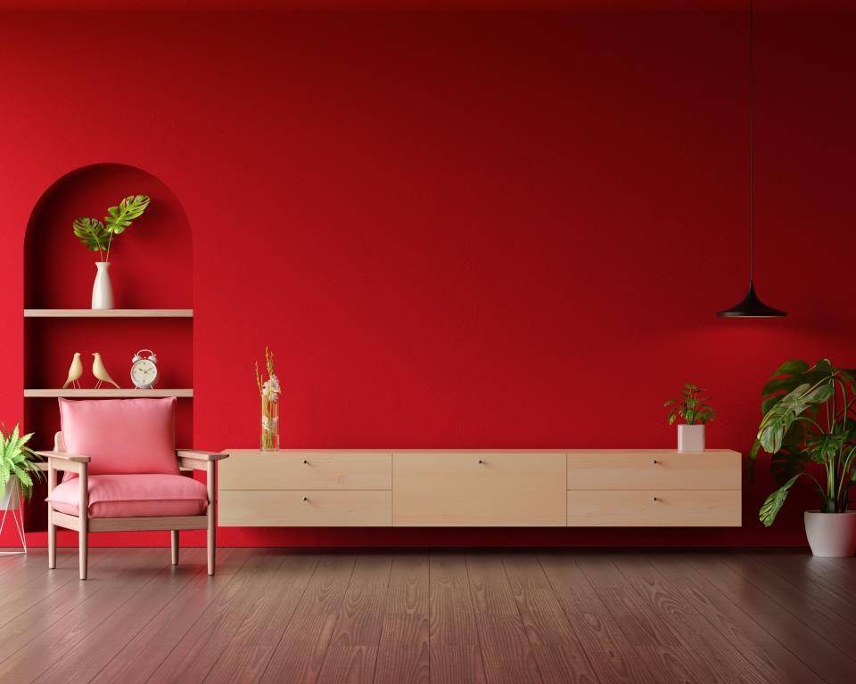 ilustrasi dinding interior berwarna merah (freepik.com/wuttichai1983)