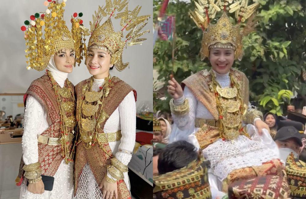 potret Nagita Slavina diarak pakai baju adat Lampung (Instagram.com/putri_zulhas | Instagram.com/raffinagita1717)