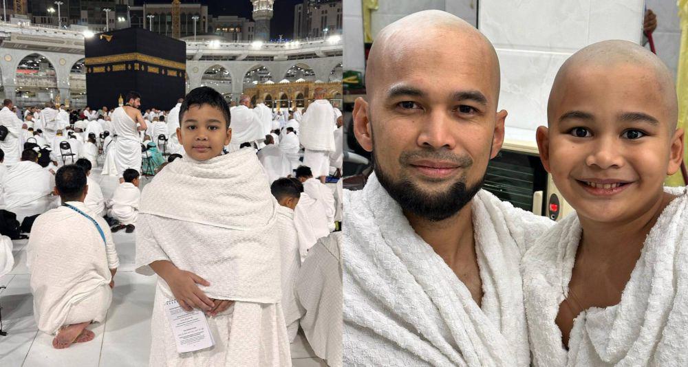 7 Potret Adam Anak Teuku Wisnu Jalani Ibadah Umrah, Cukur Botak!