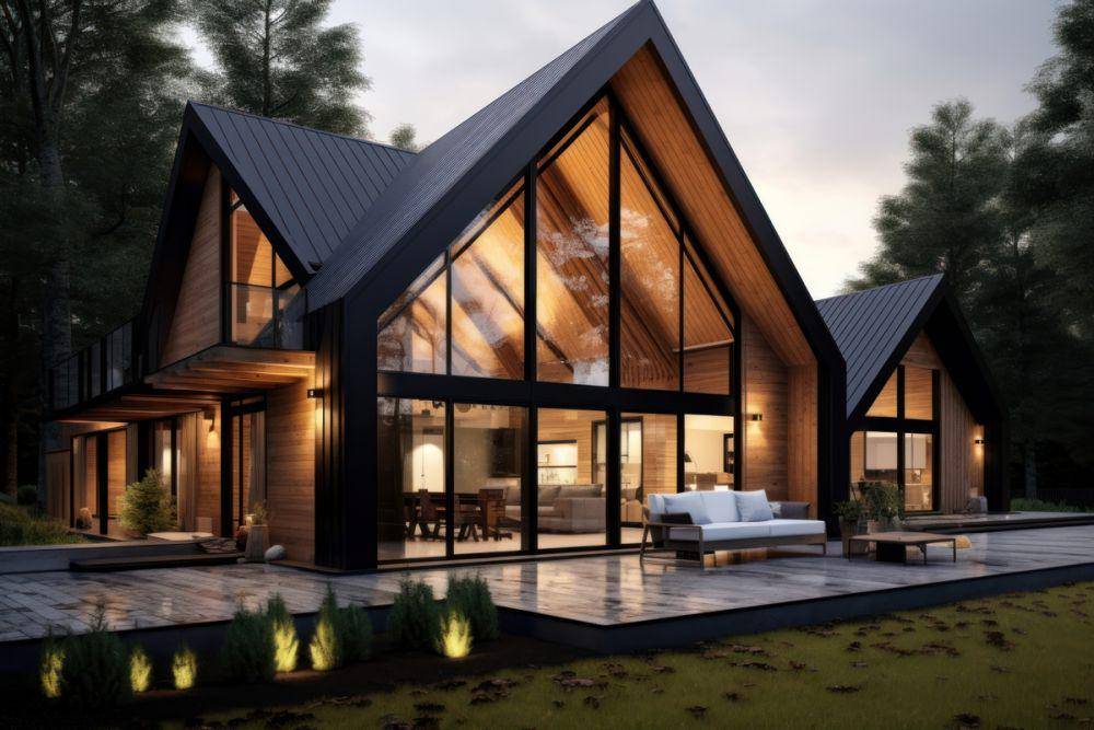 ilustrasi desain fasad rumah kontemporer atap pelana (rawpixel.com/rawpixel)