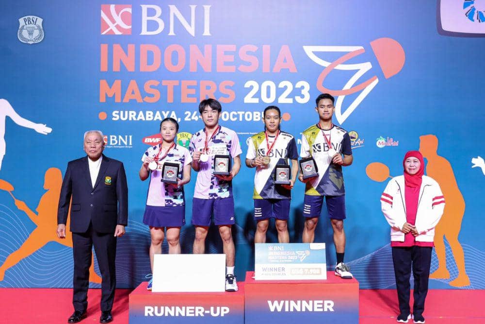 Jafar Hidayatullah/Aisyah Salsabila Putri Pranata saat menjuarai Indonesia Masters S100 2023 (twitter.com/INABadminton)