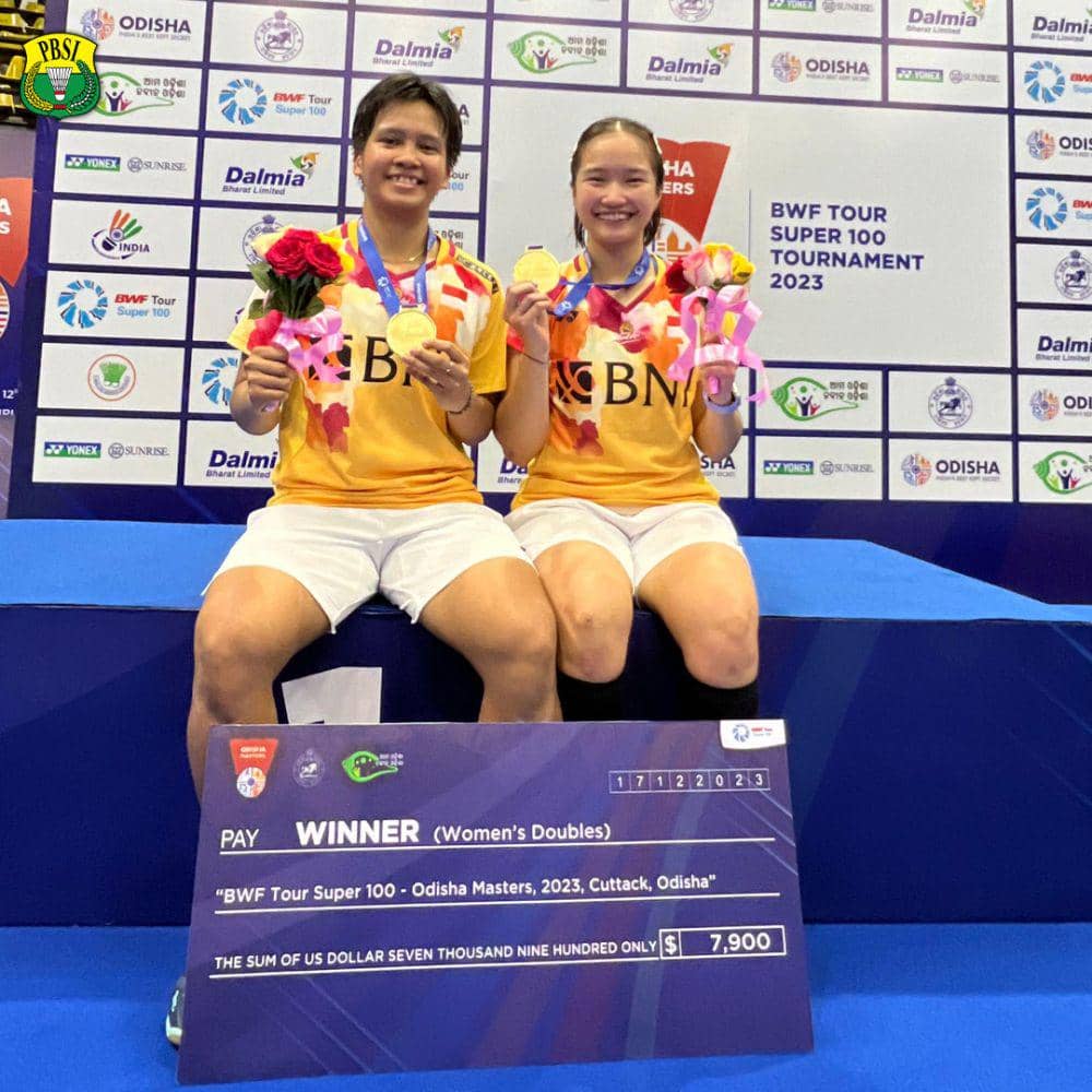 Rachel Allessya Rose/Meilysa Trias Puspitasari saat menjuarai Odisha Masters 2023 (twitter.com/INABadminton)