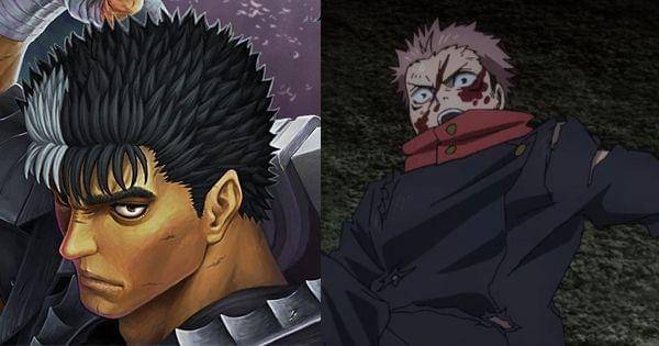 Guts dan Yuji ( Dok. Hakusensha/Berserk) ( Dok. Mappa / Jujutsu Kaisen 2 )