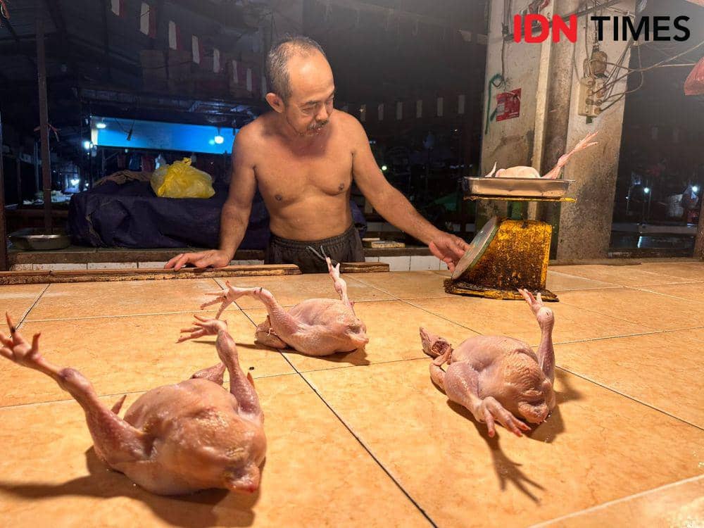 Harga ayam di pasar naik karena natal dan tahun baru. (IDN Times/Teri).