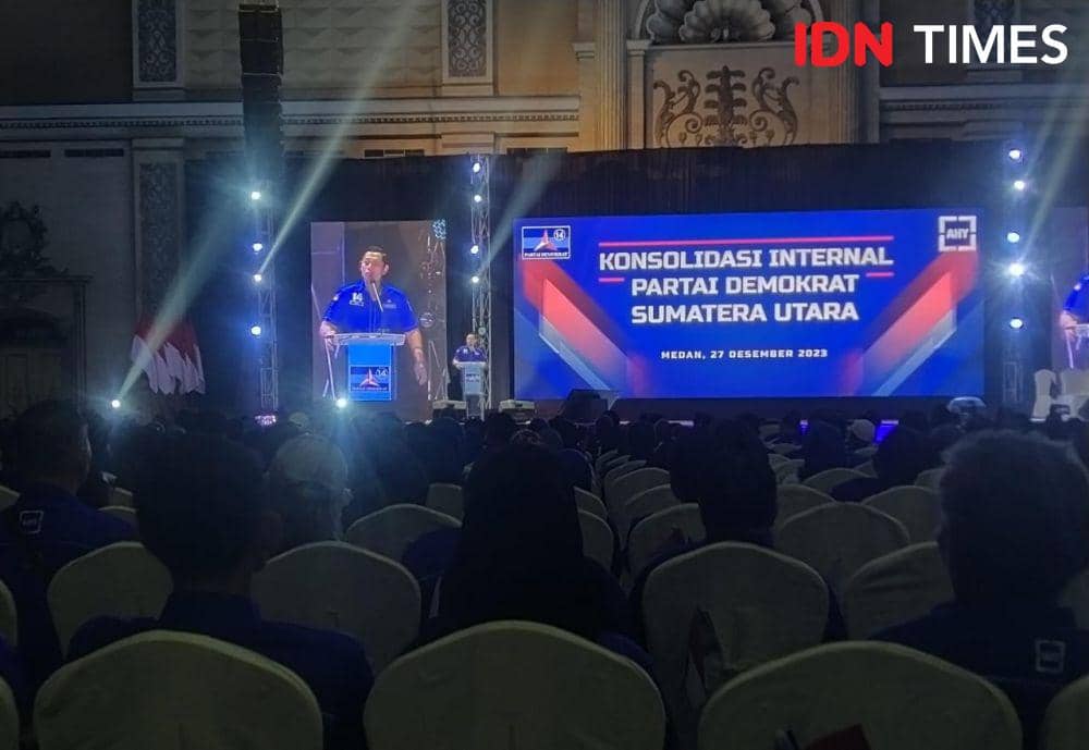 Pidato AHY di acara konsolidasi Partai Demokrat (IDN Times/Eko Agus Herianto)