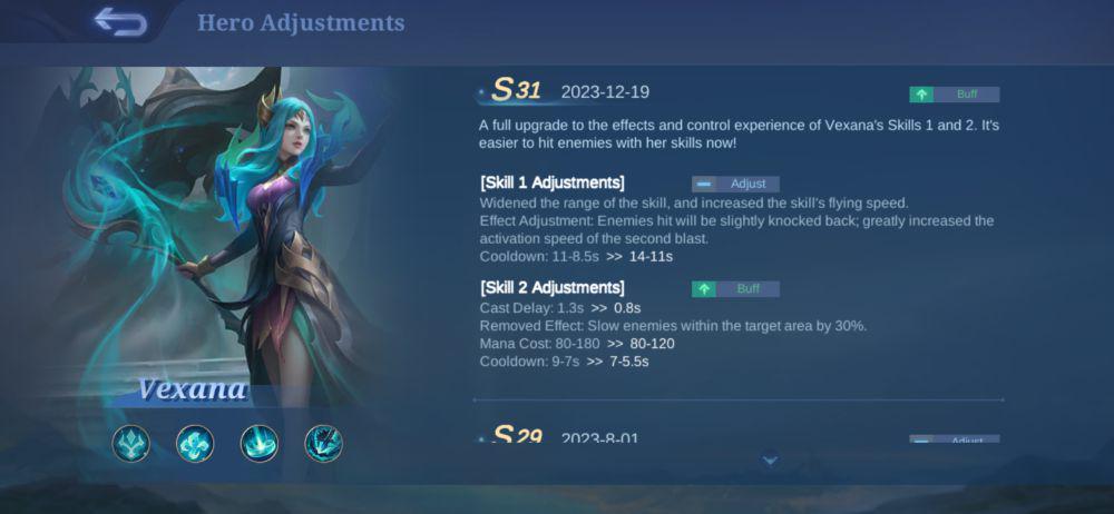 penjelasan buff Vexana pada patch terbaru (dok. Moonton/Mobile Legends: Bang Bang)