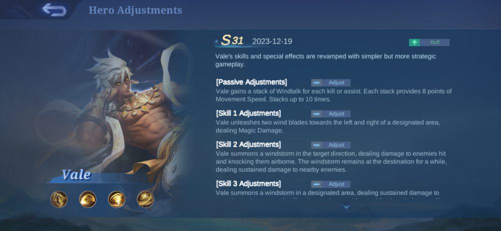 penjelasan buff Vale pada patch terbaru (dok. Moonton/Mobile Legends: Bang Bang)