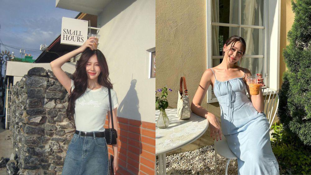 aktris GMMTV dengan outfit powder blue (Instagram.com/ janeeyeh | instagram.com/ neenneeen)