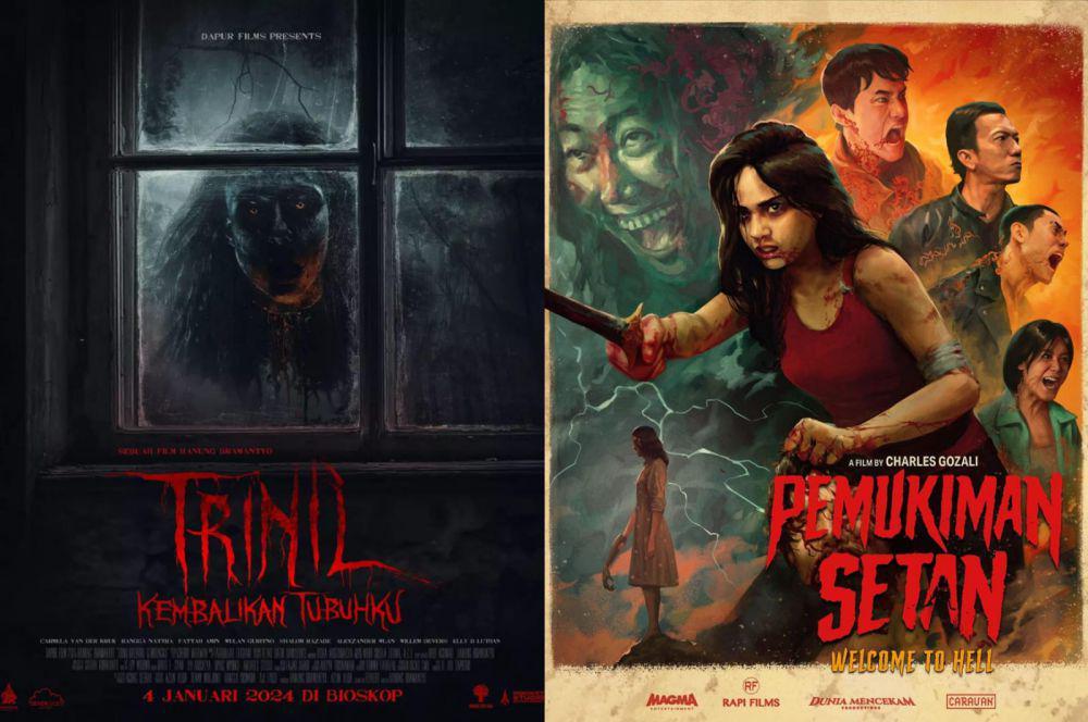 Film horor Januari 2024 (dok. Dapur Film / Trinil | dok. Rapi Films / Pemukiman Setan)