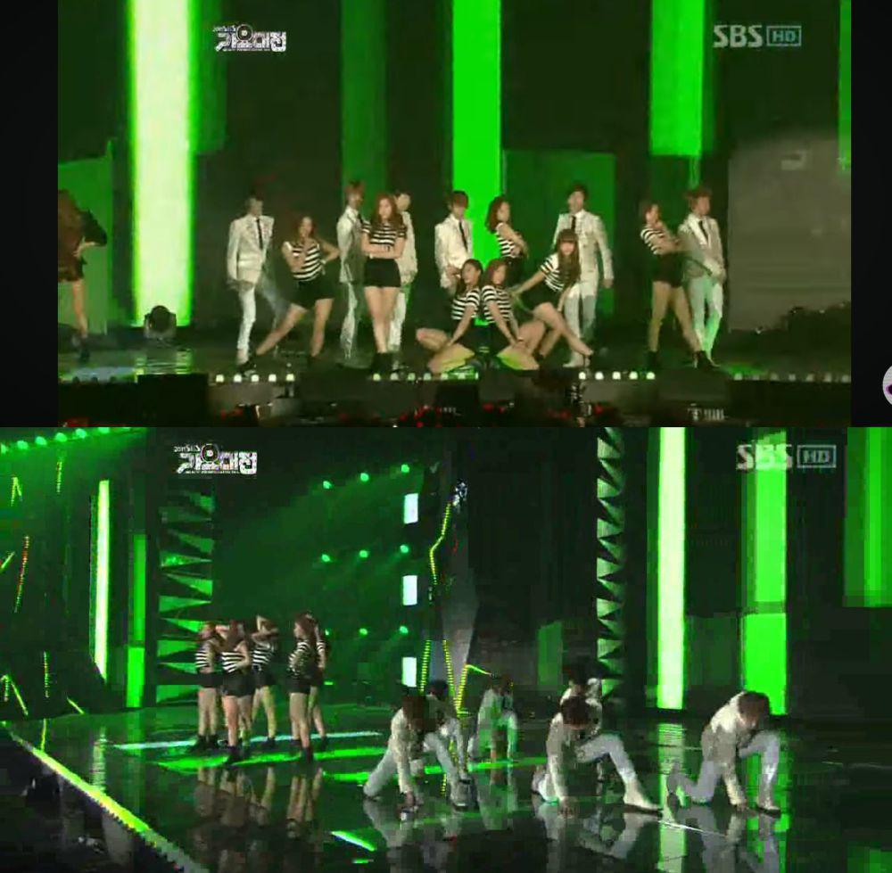 cuplikan penampilan Apink dan Boyfriend (youtube.com/@SBSKPOP)