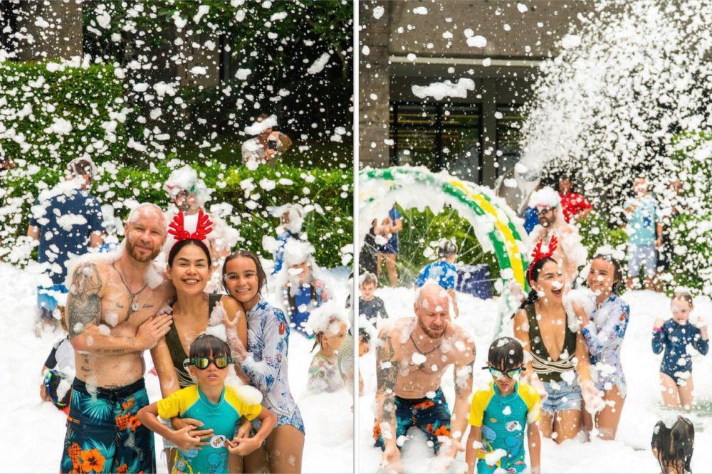 10 Potret Keluarga Melaney Ricardo Foam Party di Bali