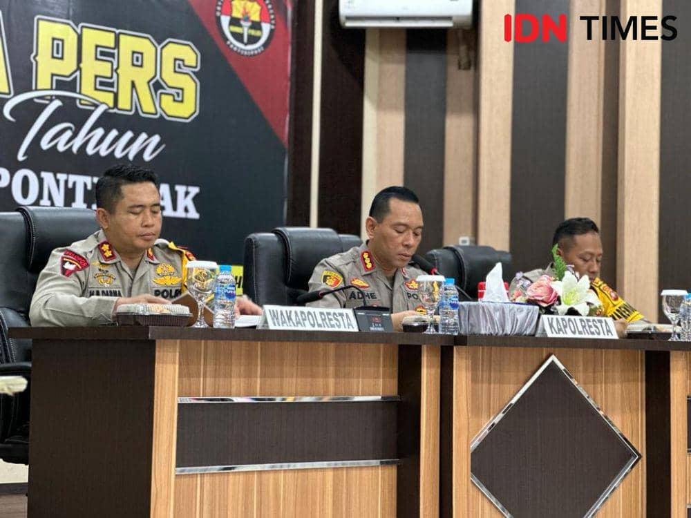 Polres Pontianak menggelar konferensi pers kasus selama tahun 2023. (IDN Times/Teri).