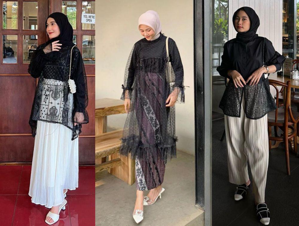 inspirasi OOTD ala influencer hijab (instagram.com/cutindahsundari | instagram.com/mirnakumalasari | instagram.com/zafiradpa)