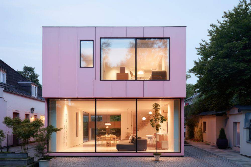 ilustrasi fasad rumah nuansa pink (rawpixel.com/rawpixel)