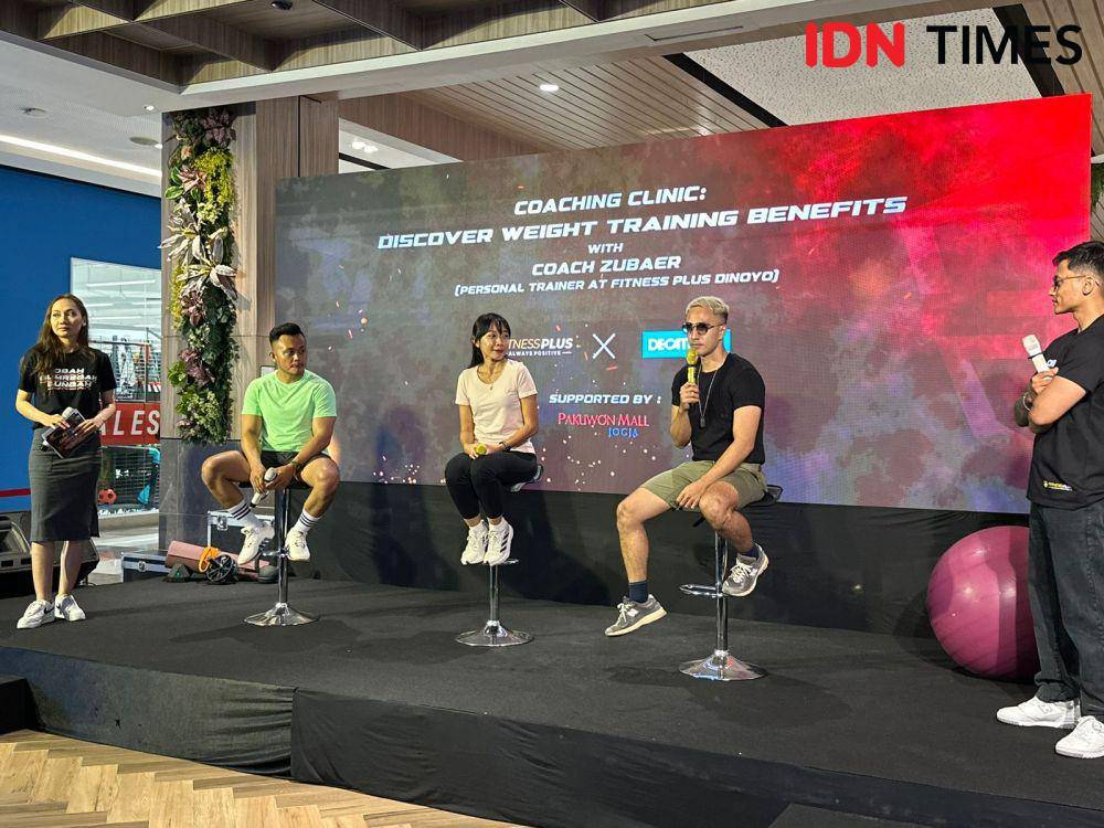 Coaching clinic saat peresmian Fitness Plus Jogja, di Pakuwon Mall, Rabu (27/12/2023)