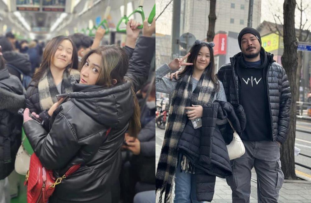 7 Potret Kompak Nafa Urbach dan Zack Lee Temani Anak Liburan di Korea