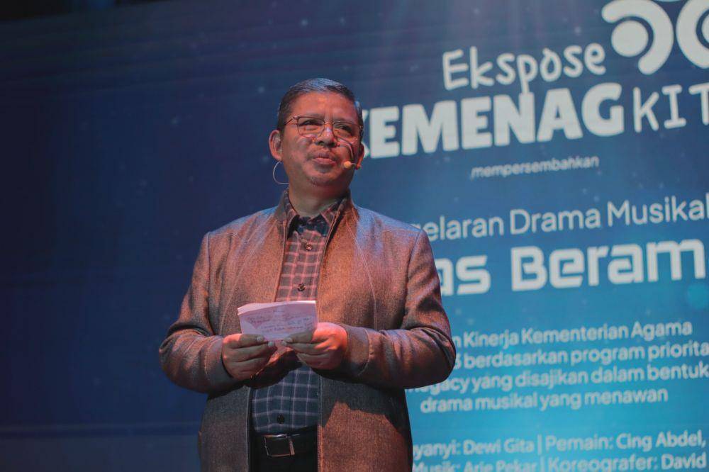 Kepala Balitbang Diklat Suyitno dalam laporannya mengatakan Balitbang Diklat selalu menutup akhir tahun dengan capaian kinerja. Tahun lalu kita sebut acara ini dengan Kaleidoskop 2022. Tapi tahun ini dibuat berbeda dengan Kemenag Kita. (Dok. Kemenag)