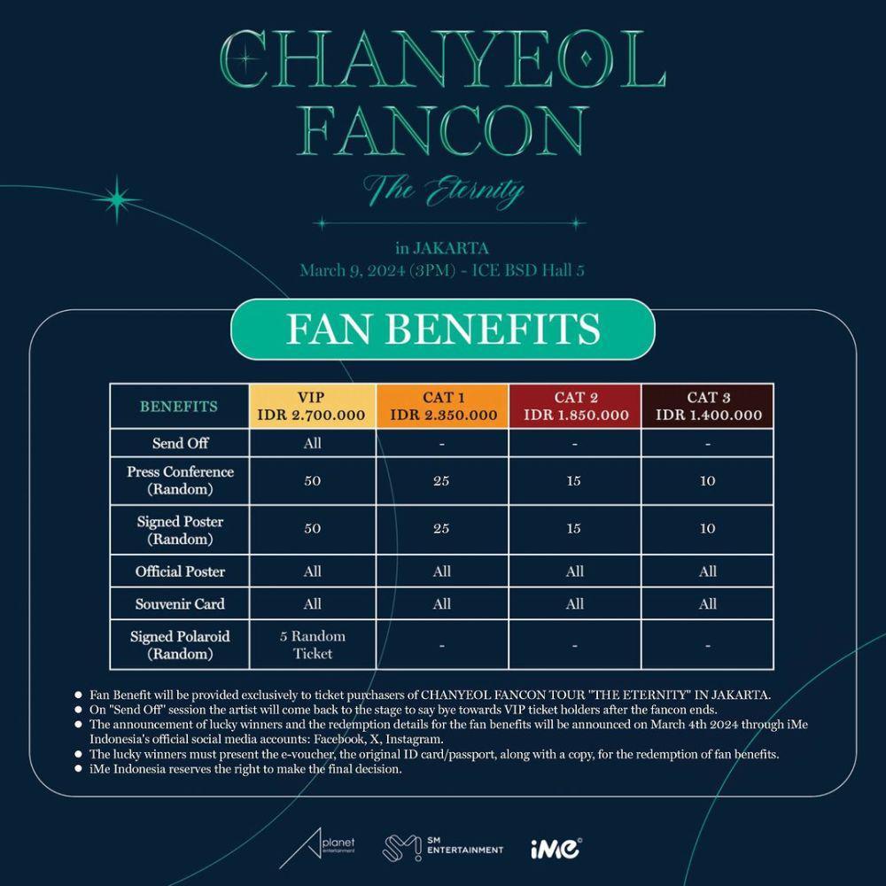 harga tiket fancon Chanyeol EXO di Jakarta (instagram.com/ime_indonesia)