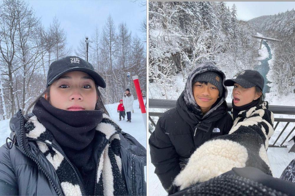 7 Potret Niki Zefanya Liburan ke Hokkaido, Ajak Adik Main Ski!
