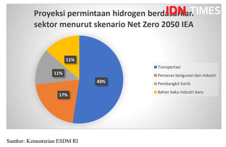 Grafis permintaan hidrogen berdasarkan sektor (IDN Times/Doni Hermawan)