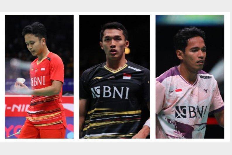 Tunggal putra Indonesia, Anthony Sinisuka Ginting, Jonatan Christie, Chico Aura Dwi Wardoyo (dok. PP PBSI)