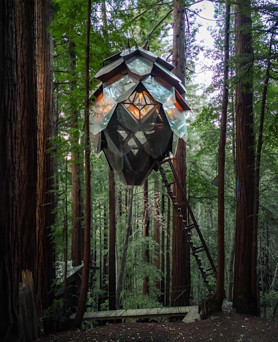 The Pinecone Treehouse Airbnb, Bonny Doon-California (instagram.com/o2_treehouse)